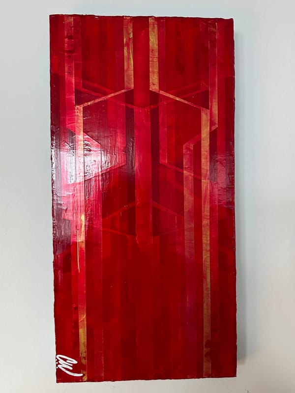 Cesare Venegoni - Do You Know How Fast You Were Going? - imcvv - Acrylic - Painting - Red - Gold - Transformer