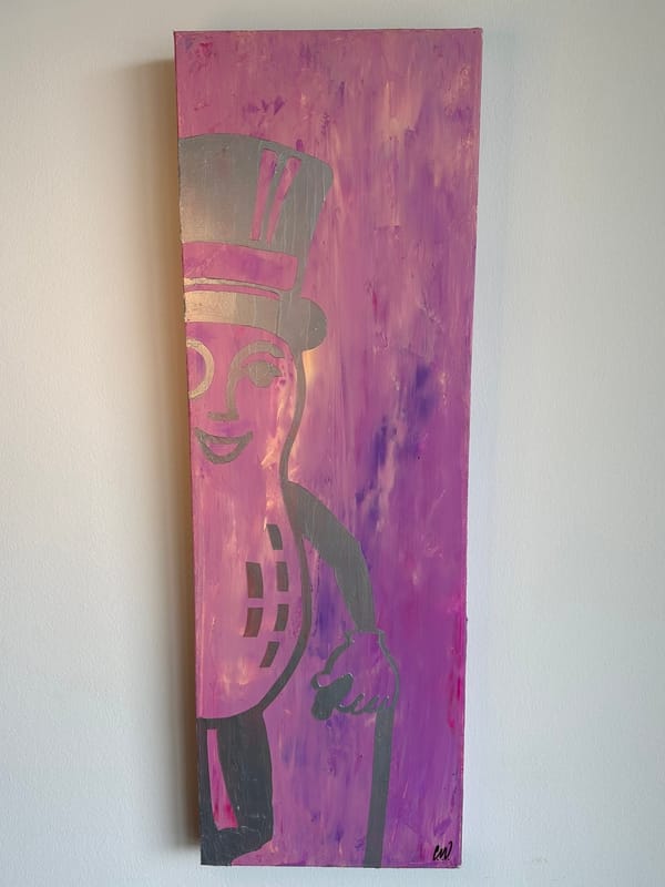Cesare Venegoni - Bartholomew II - imcvv - Acrylic - Painting - Pink - Purple - Silver - Sexy Mr. Peanut